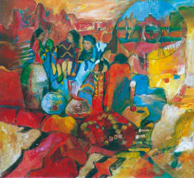 The People: Gathering of Weavers painting by Sandipa